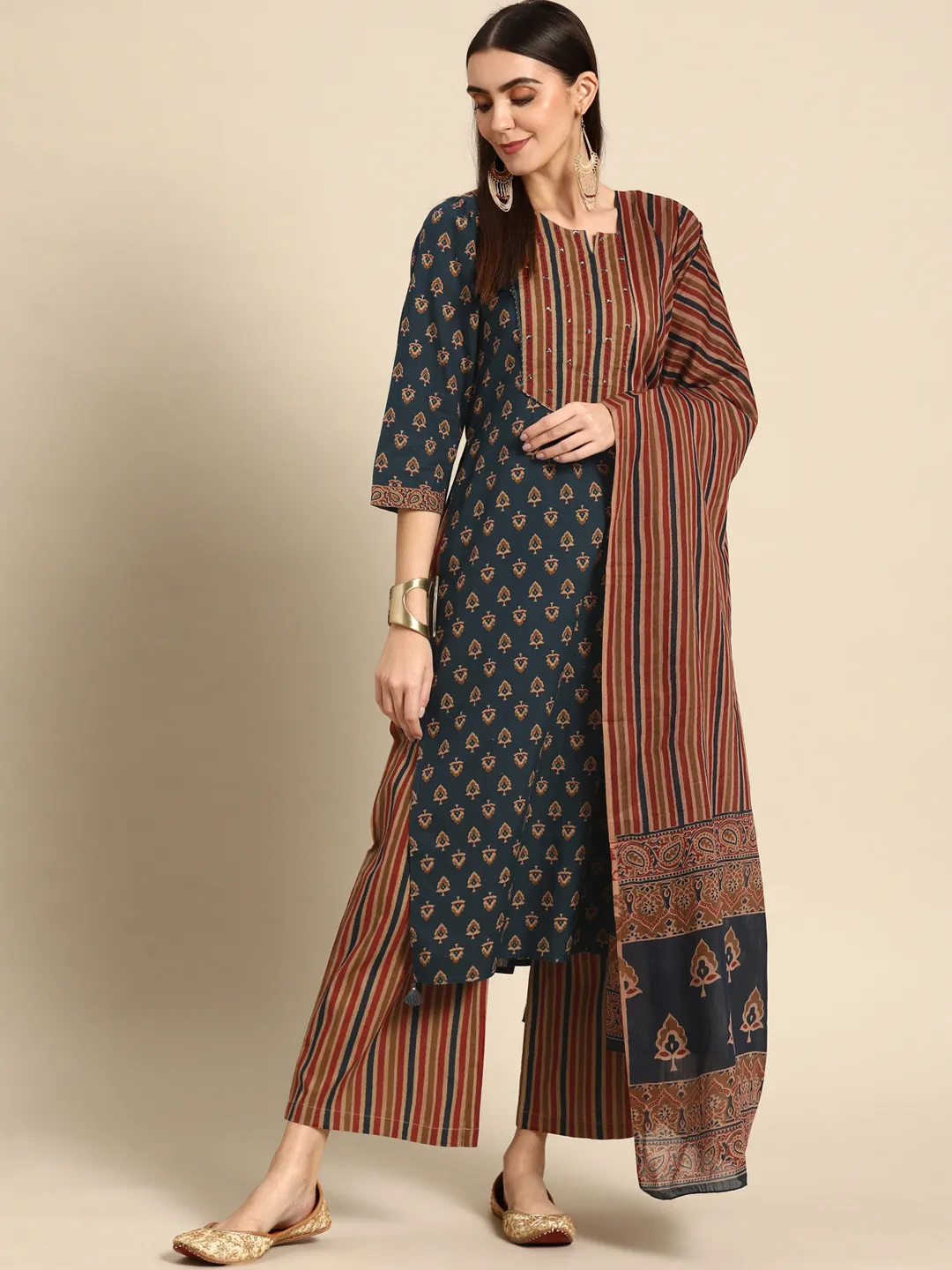 Indian Straight Kurta Set with Dupatta